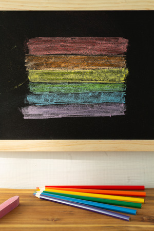LGBT flag painted on a school board / tolerance learning conceptの写真素材