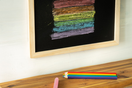 LGBT flag painted on the school board. Concept of toleranceの写真素材