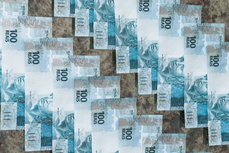 Brazilian money. 100 reais banknotesの写真素材