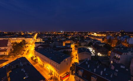 Bydgoszcz. Night view over the city. Panorama from aboveの写真素材