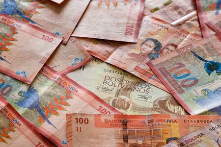 Bolivia money, bolivianos, Various banknotesの写真素材