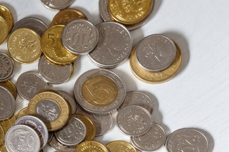 Polish coins, small money zlotyの写真素材