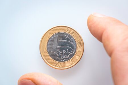 one real brazilian coinの写真素材