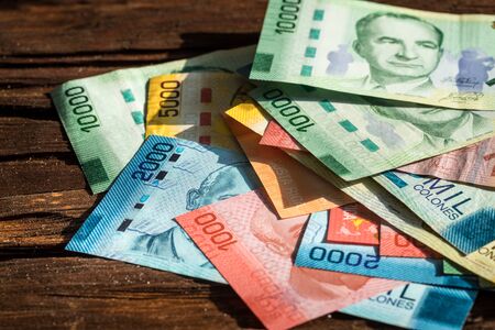 Costa Rica money, Various banknotes, all denominations of paperの写真素材