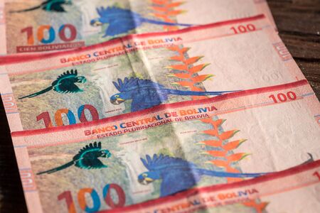 Bolivian money called Boliviano, high denominations