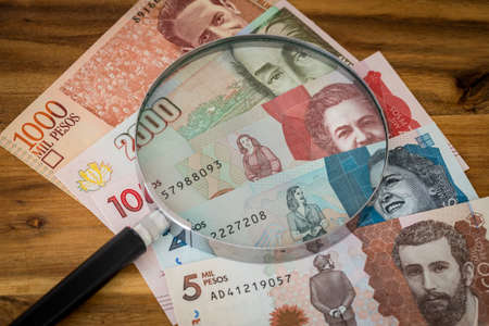 Colombian money, pesos banknotesの写真素材