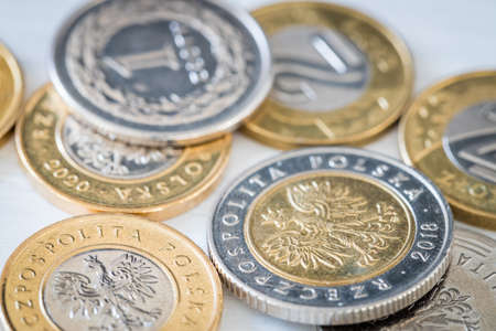 Polish money, zloty, small coinsの写真素材