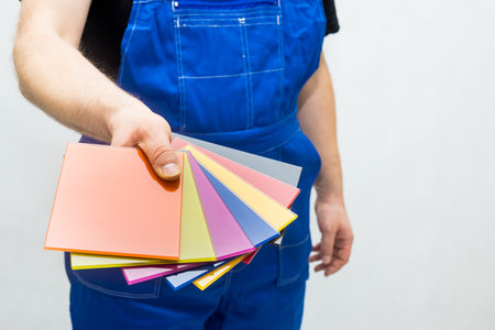 Colored glass, varnished, hand hold by a professional glazierの写真素材