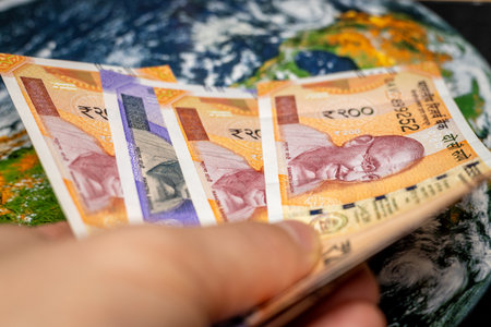 India Money, Indian Rupees, Global Economy, Financial Economic Concept, World Currency