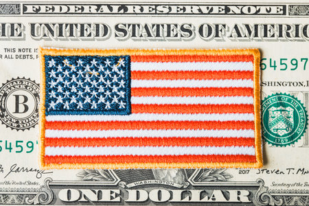 The symbol of the United States against the background of the dollar, the economic and financial concept of Americansの写真素材
