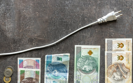 electricity price increase in Poland. Economic and financial concept, Rising energy prices.