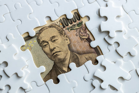 Japanese Yen Hidden Under Puzzle Pieces, Business Concept, Japanese Currency, Market Analysis, Exchange Rateの写真素材