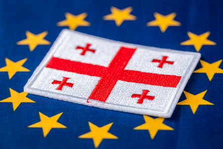 The symbol of Georgia among the EU starsの写真素材