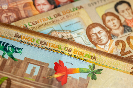 Bolivia money. Bolivian banknotes 200 boliviano. Financial business conceptの写真素材
