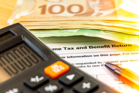 Canada Finance. Annual Return. Canadian income tax and benefit return form.close up