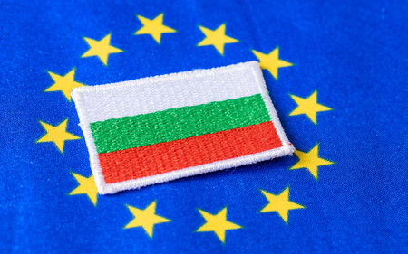 Accession of Bulgaria to the euro zone. Business and financial concept. EU and Bulgaria financial communityの写真素材