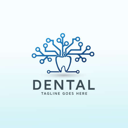 Technology dental tree vector logo design.のイラスト素材