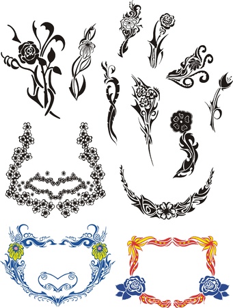Flower Art Nouveau Patternsのイラスト素材
