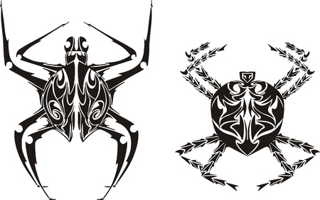 Stylized spiders  Vector setのイラスト素材