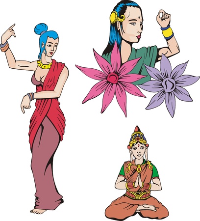 Indian Women. Set of Color のイラスト素材