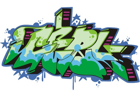 Graffito text design - girl. Color vector illustration.のイラスト素材