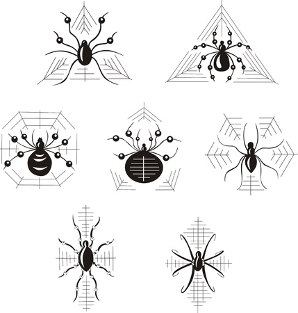 set of decorative dingbats with spidersのイラスト素材