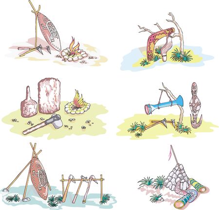 Australian native life. set of sketches.のイラスト素材