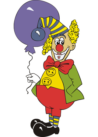Funny clown with air balloon. Vector illustration.のイラスト素材