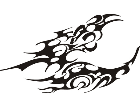 tribal butterfly tattoo, black and white vector illustrationのイラスト素材