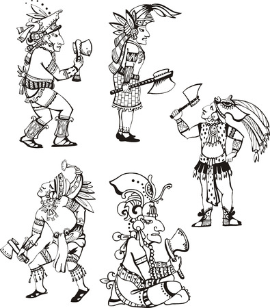 People characters in ancient maya style. のイラスト素材