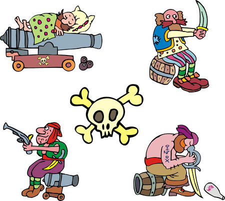 Pirate clipart. Set of adventure vector illustrations.のイラスト素材