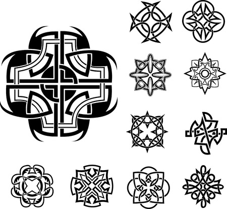 Set of Knot Dingbats. Black and white vector illustrations.のイラスト素材