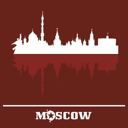 Moscow skyline of buildings and landmarks, Russia. illustration.のイラスト素材
