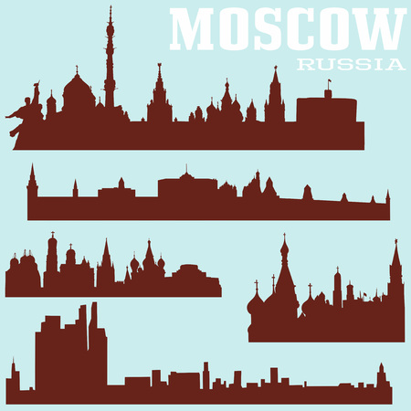 Set of Moscow skylines, Russia. illustrations.のイラスト素材