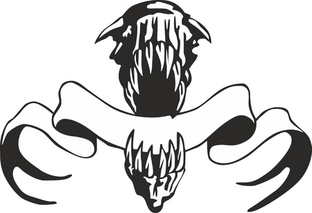 Giant jaws with a streamer. Vector template for an emblem.のイラスト素材