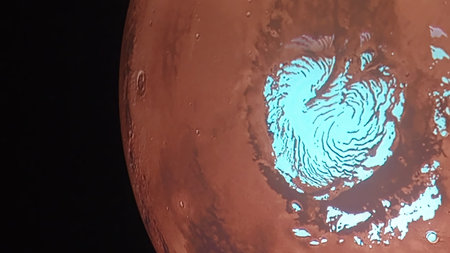 Astronomical image of the planet Mars in the solar system.の写真素材