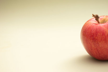 Red apple on a white background with copy space for your text.の写真素材