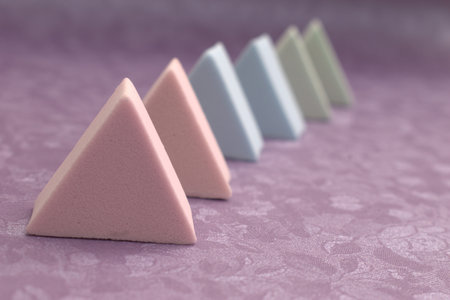 Pyramid of pink and white marshmallow.の写真素材