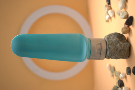 Close-up shot of a cosmetic product on the background of the wallの写真素材