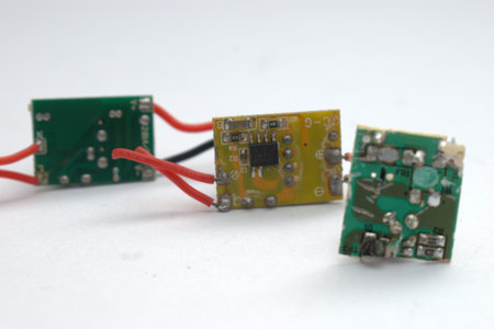 Electronic circuit board isolated on white background. Selective focus.