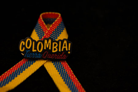The logo of the colombia on a black background.の写真素材