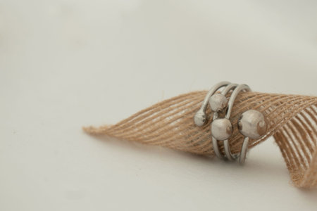 Wedding rings on a white background. Close-up.の写真素材
