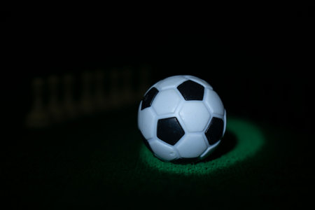 Soccer ball on green grass. Close up.の写真素材