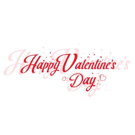 Happy Valentines Day hand lettering typography card with handwritten calligraphy text, isolated on white background. Elegant and classic quoteのイラスト素材