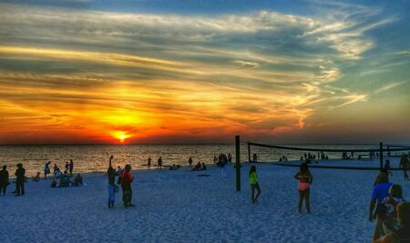Beach scene at sunsetの素材