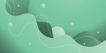 Green abstract background with wavy liquid shapes. Vector Illustration.のイラスト素材