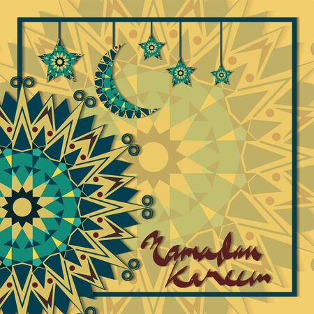 Ramadan kareem and mandala islamic ornament greeting cardのイラスト素材