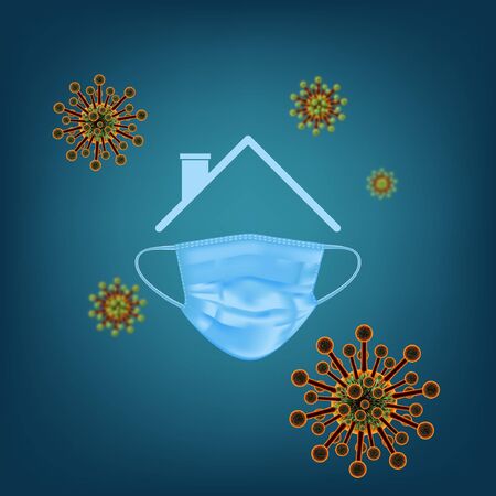 Stay safe, stay at home for prevention of corona virus spreadのイラスト素材