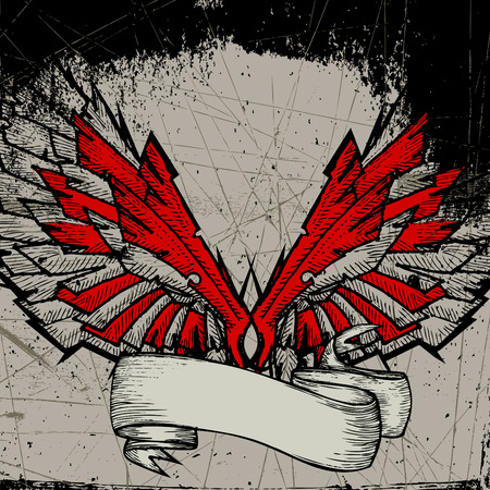 grunge wing frame のイラスト素材