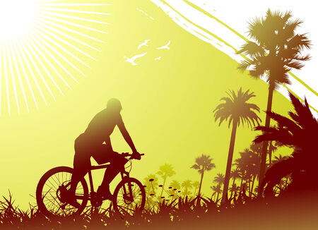 riding bike のイラスト素材